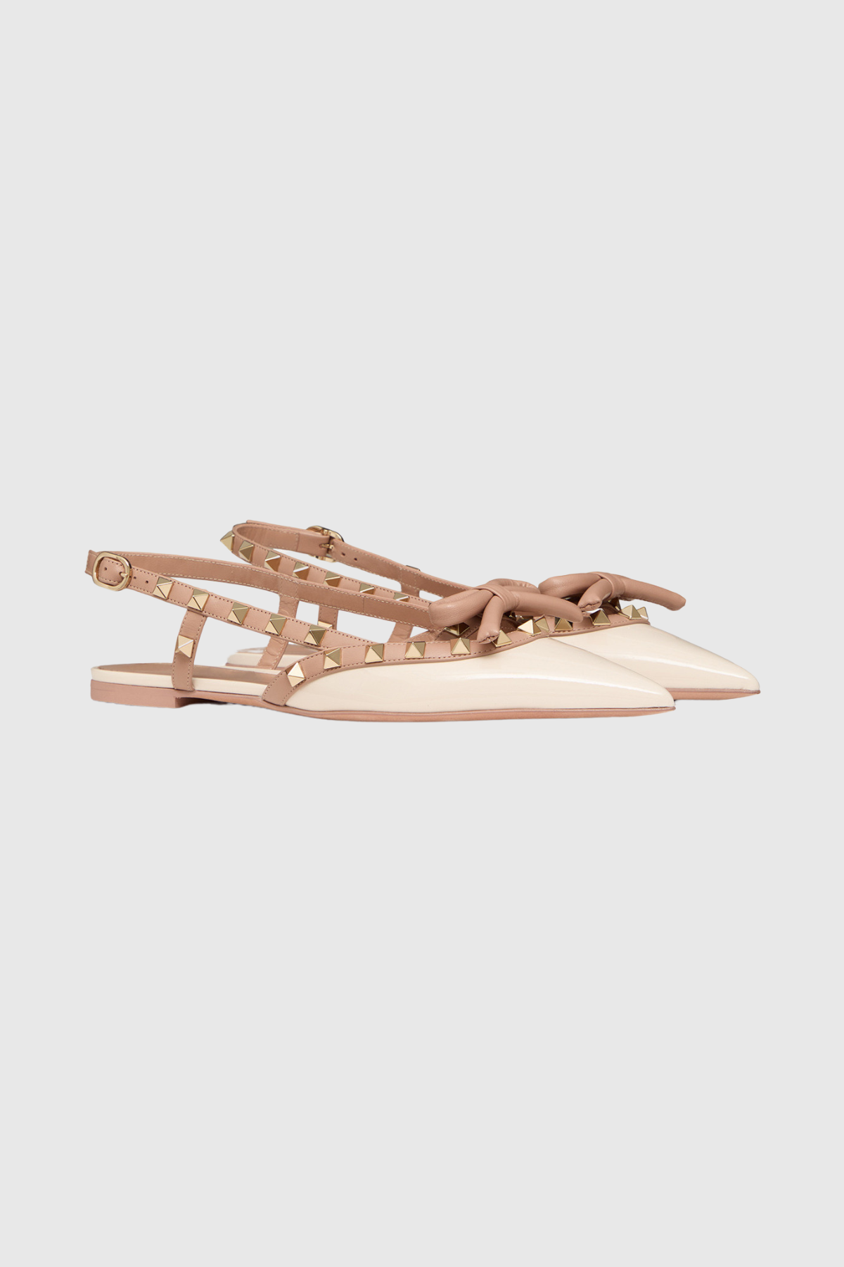 Alpha Studded Bow Flats In Apricot