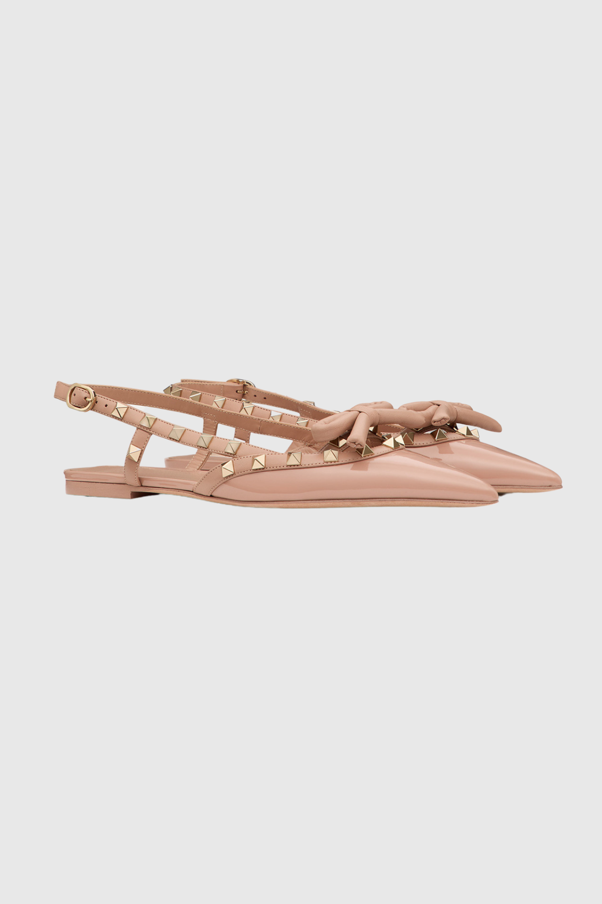 Alpha Studded Bow Flats In Pink