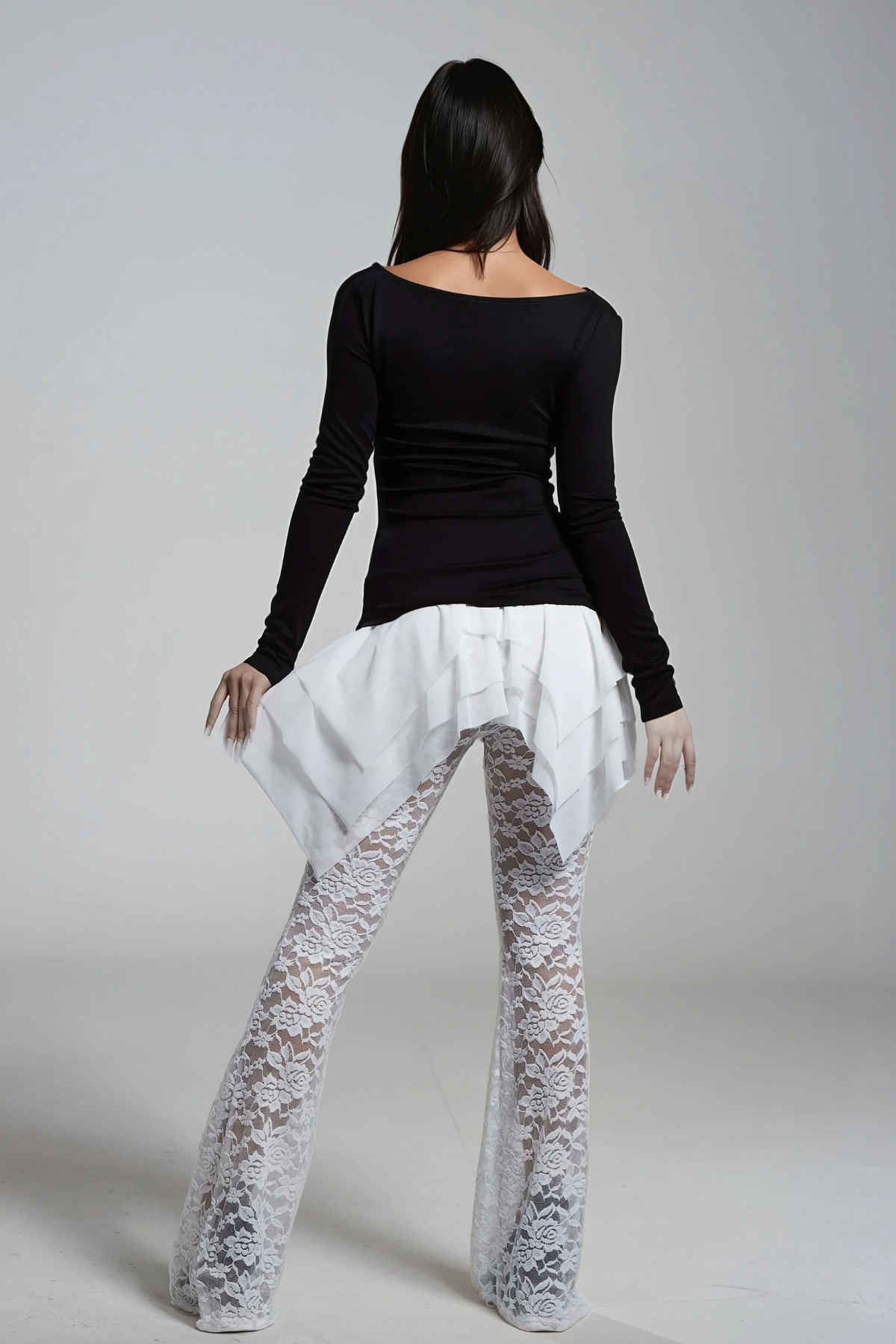 Amadeo Lace Ruffle Deconstruct Pants