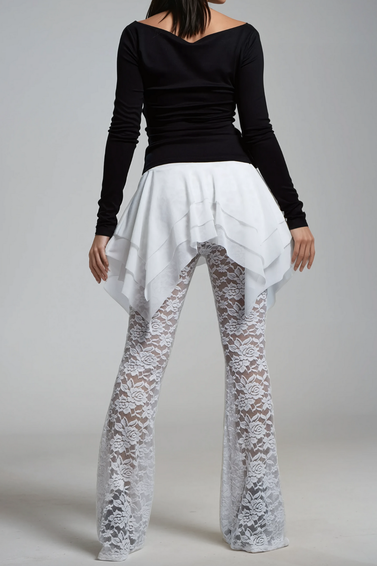 Amadeo Lace Ruffle Deconstruct Pants