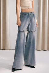 Amelia Cutout Denim Jeans In Blue