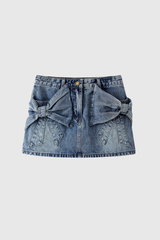 Badane Bow Short Denim Skirt