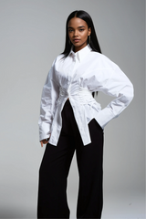 Bagheera Ruch Drawstring Shirt In White