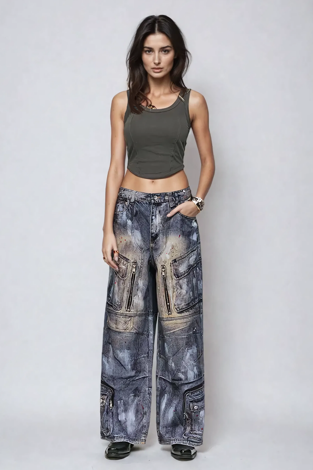 Bahram Print Wide Jeans