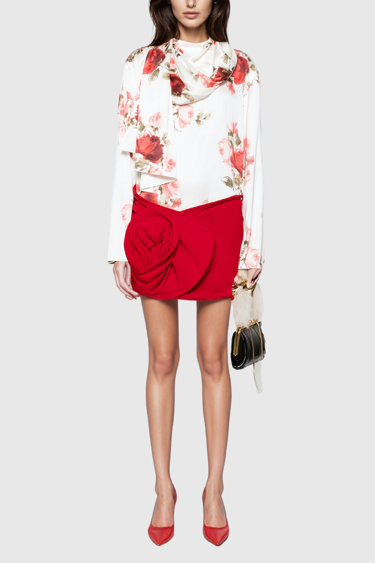 Ballantine Ruch Flower Bodycon Short Skirt