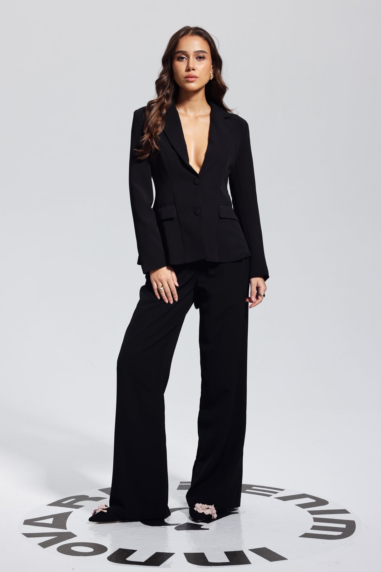 Celine Hollow Cross Plunge Blazer