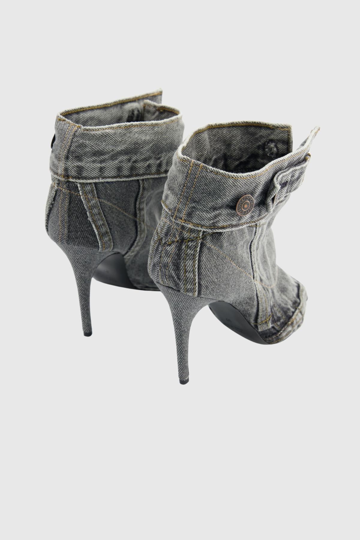 Ellianna Denim Button Fish Mouth Sandal Boots