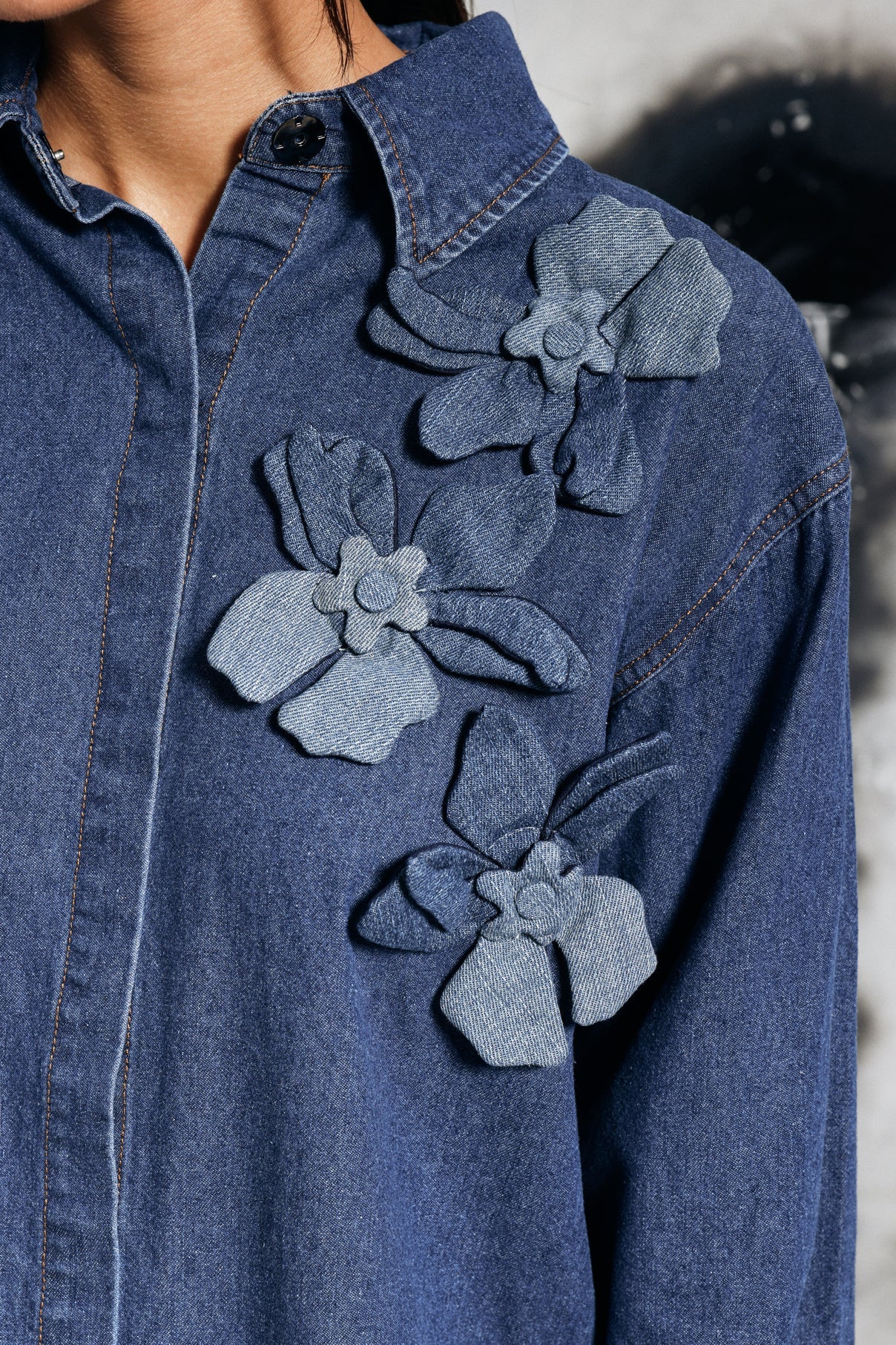 Gina Flower Denim Shirt