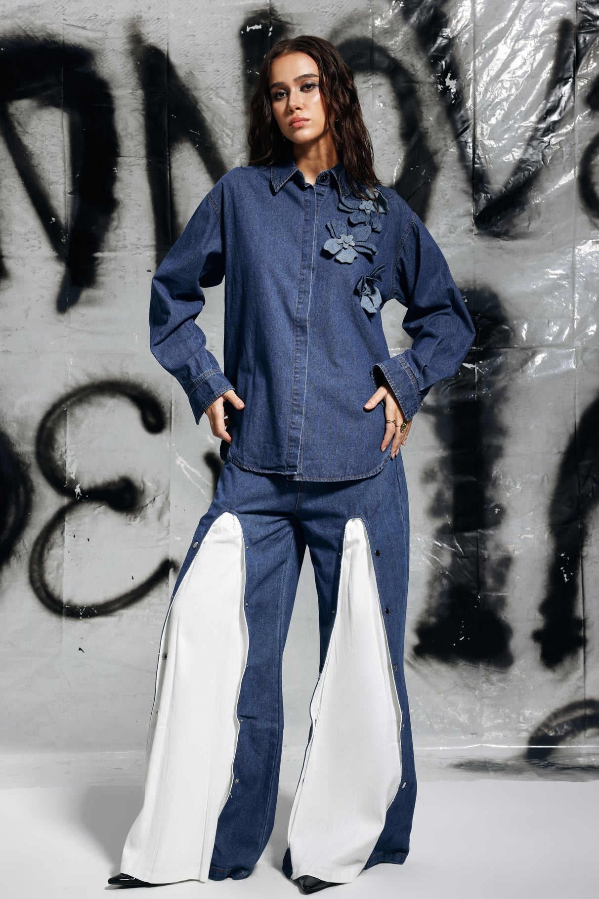 Gina Flower Denim Shirt