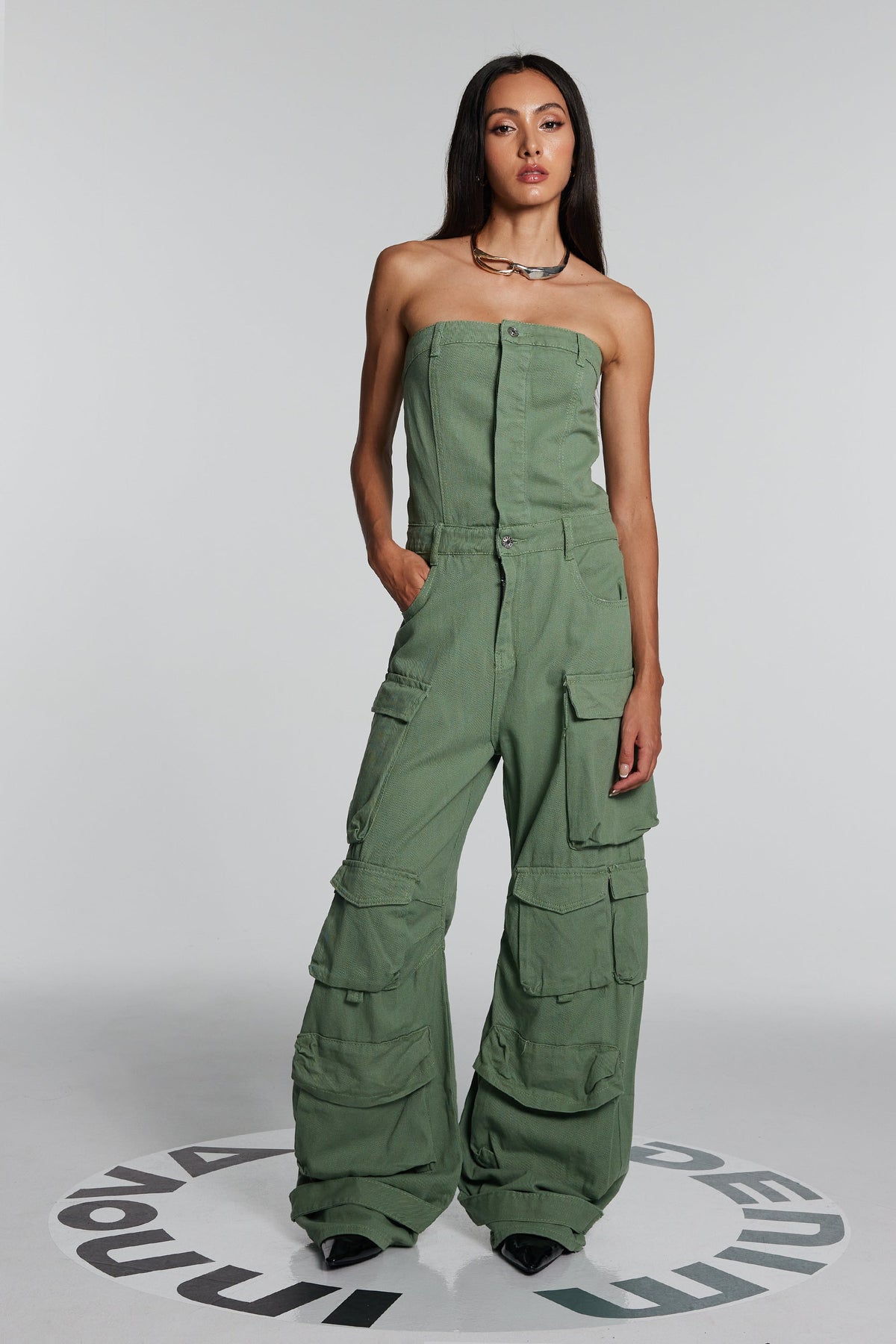 Goldie Strapless Cargo Jumpsuit