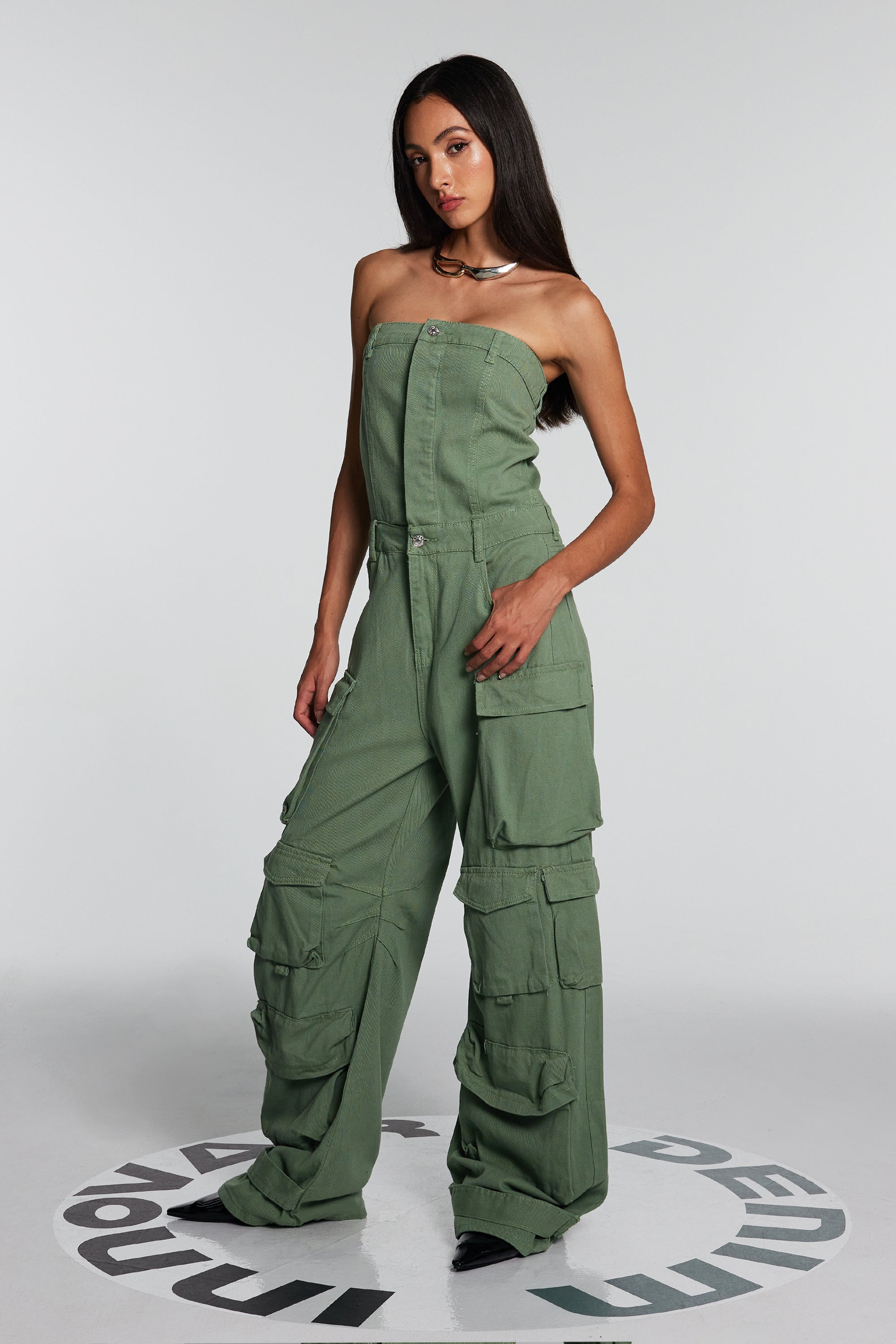 Goldie Strapless Cargo Jumpsuit