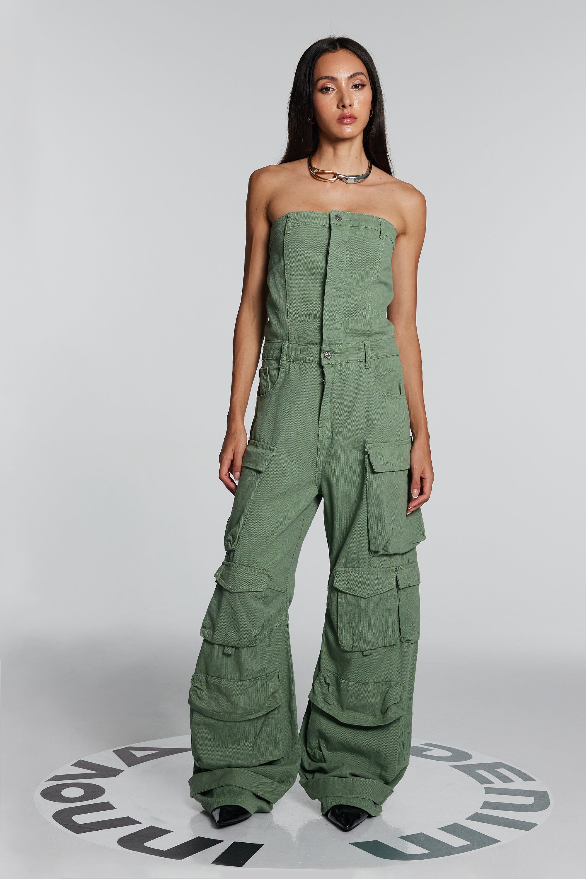 Goldie Strapless Cargo Jumpsuit