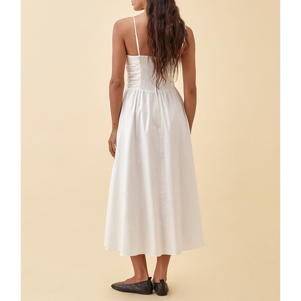 Summer Clothes For Women Fashion Spaghetti Strap Sexy Evening Dress Sleeveless Ruched Party Vintage Midi Dress