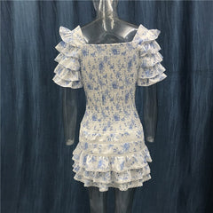 High Quality 2023 Ruffle White Women Mini Dress Beach Holiday Girl Dress