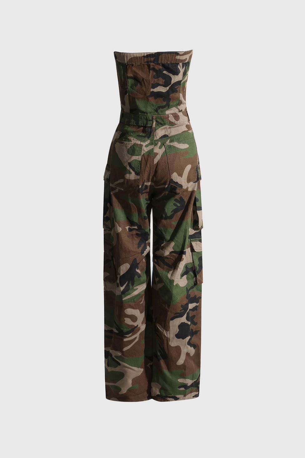 Hazel Camouflage Printed Strapless Jumpsuit