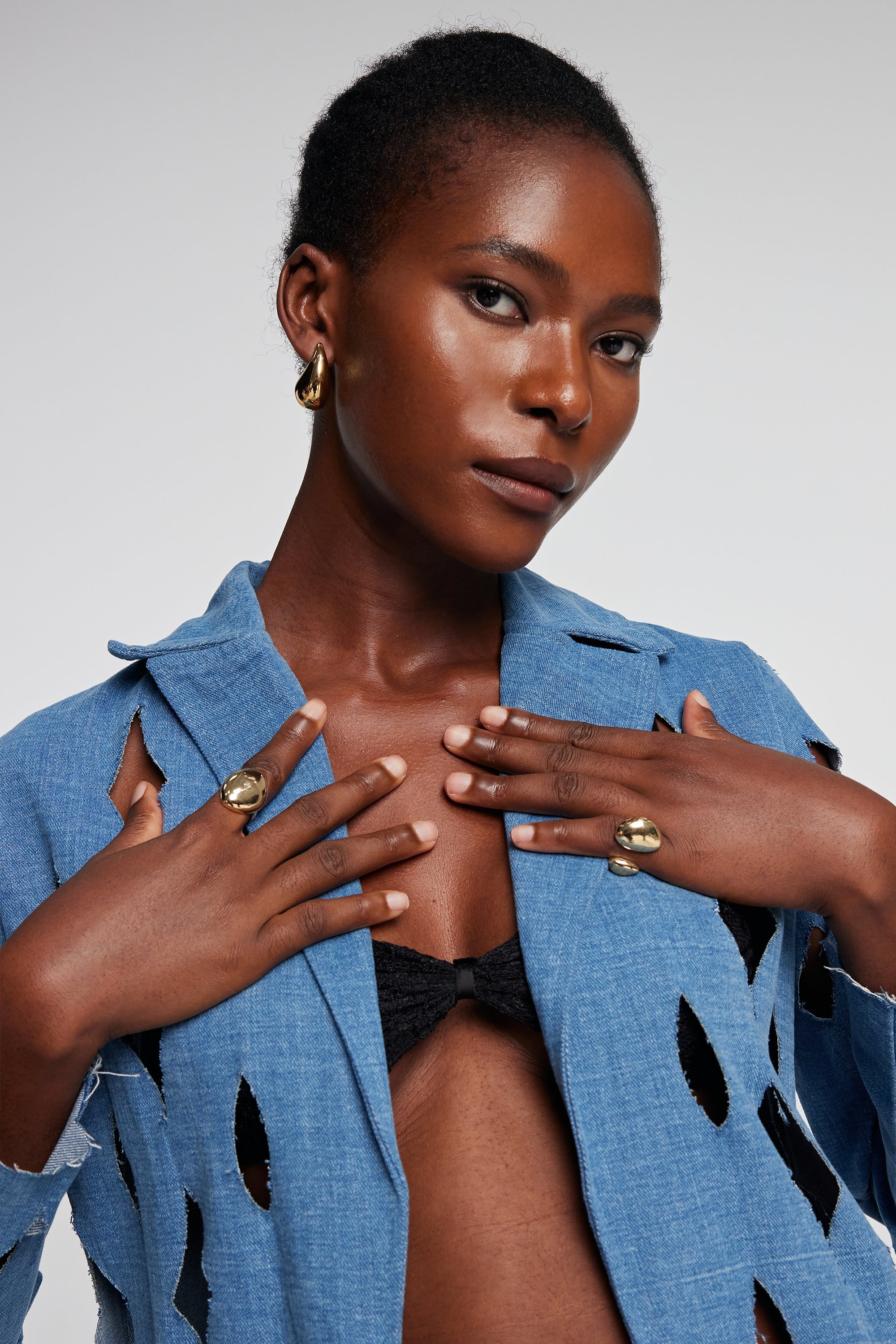 Henley Glossy Drop Rings In Gold