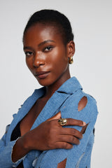 Henley Glossy Drop Rings In Gold