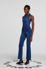 Jessie Folded Collar Denim Jumpsuit