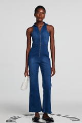 Jessie Folded Collar Denim Jumpsuit