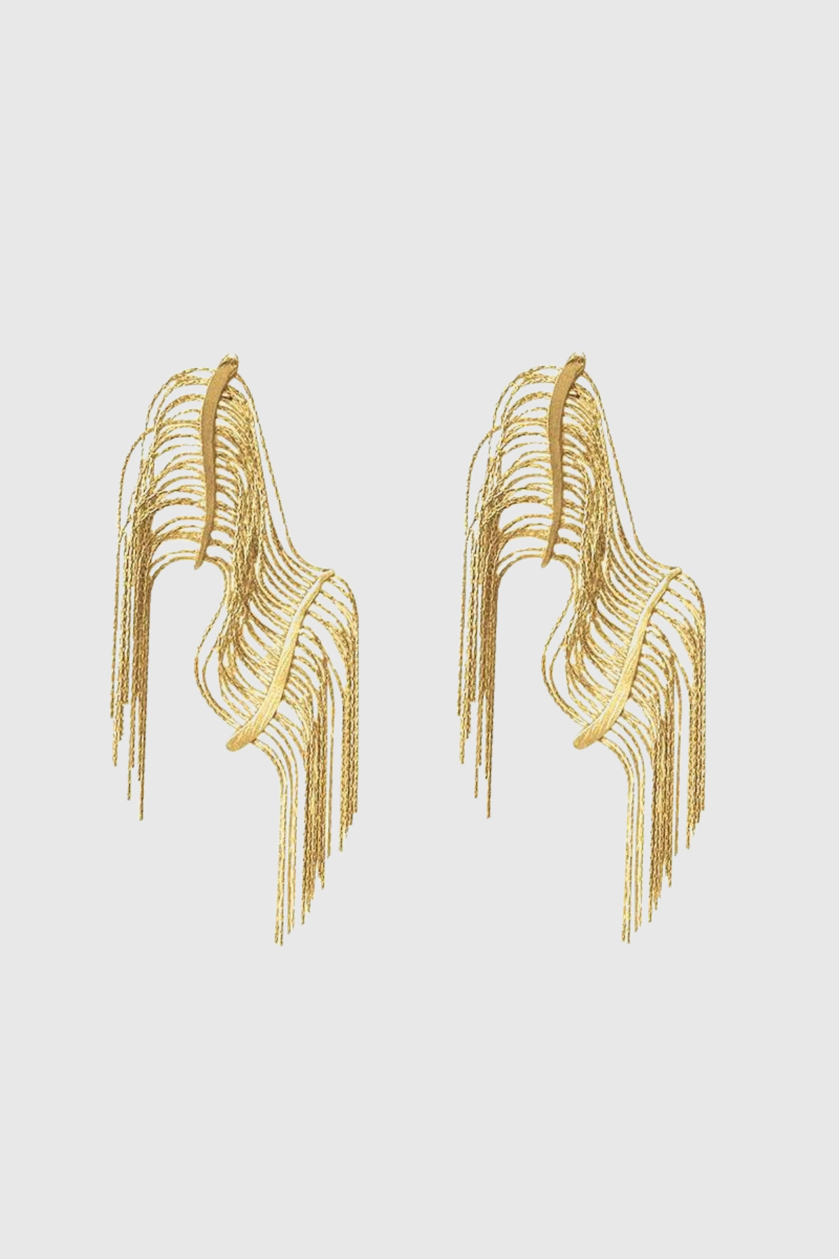 Kaitlyn Fringe Feather Earring In Golden