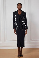 Kamiyah Flower Lapel Plunge Blazer