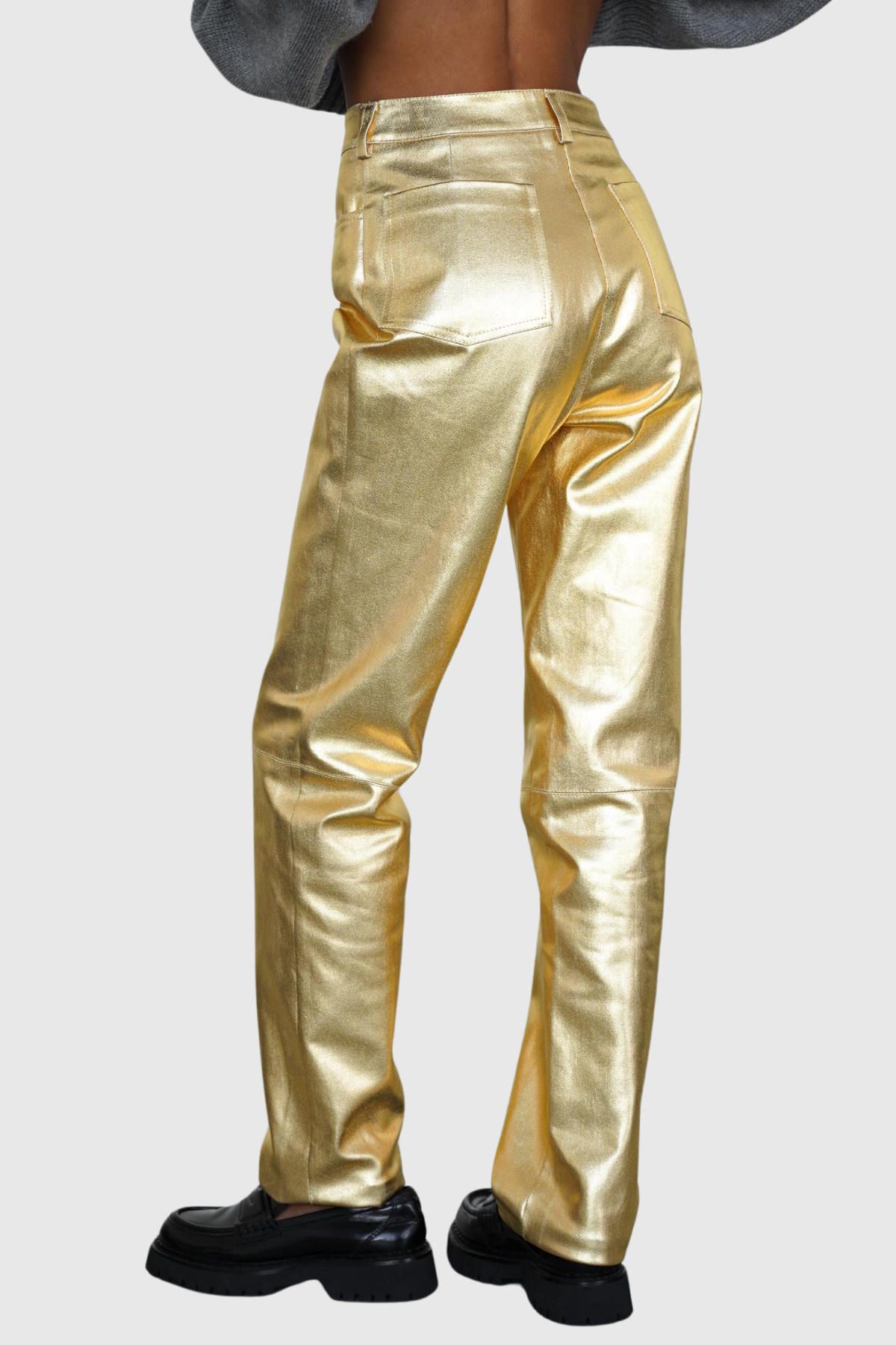 Kshiti Metallic Jeans In Gold