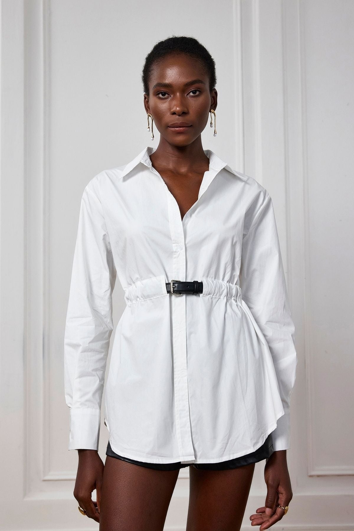 Laylani Buckle Ruch Lapel Shirt