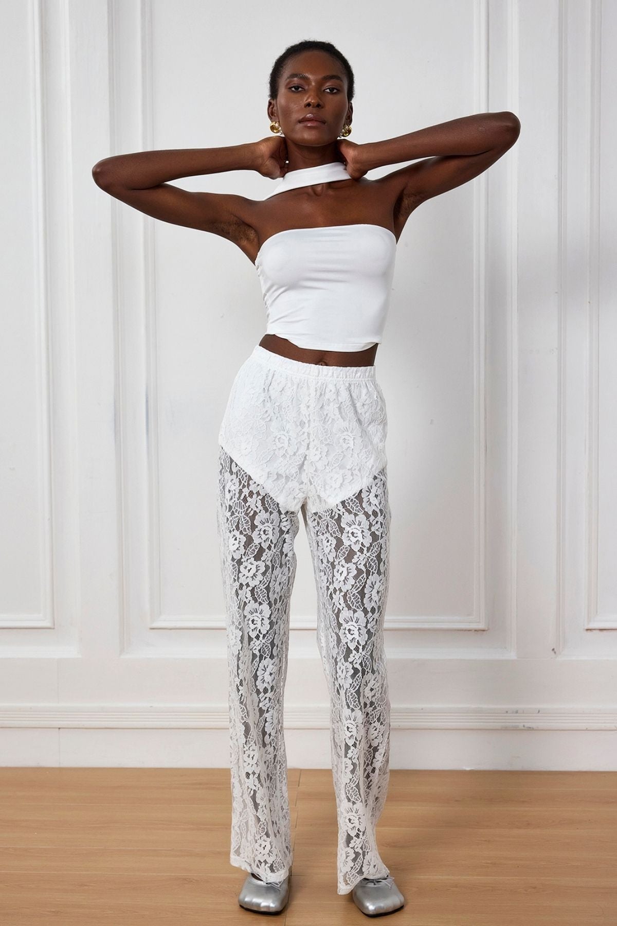 Lilyana Lace Cutout Flower Pants