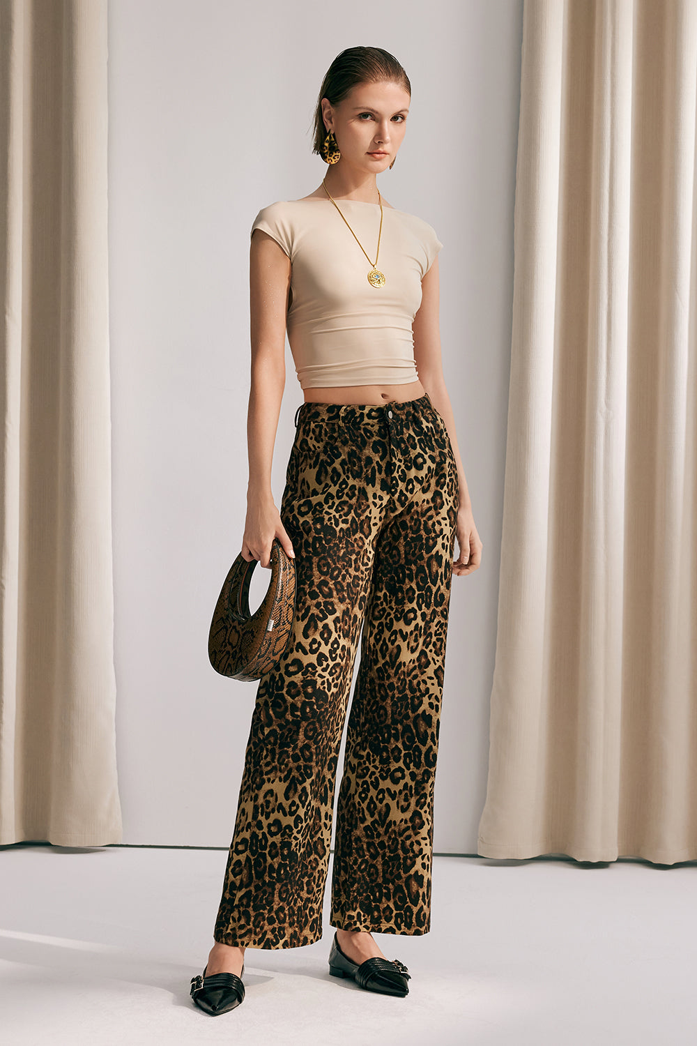 Loretta Low Rise Leopard Pants