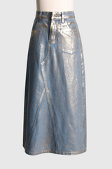 Louisa Metallic Denim Skirt