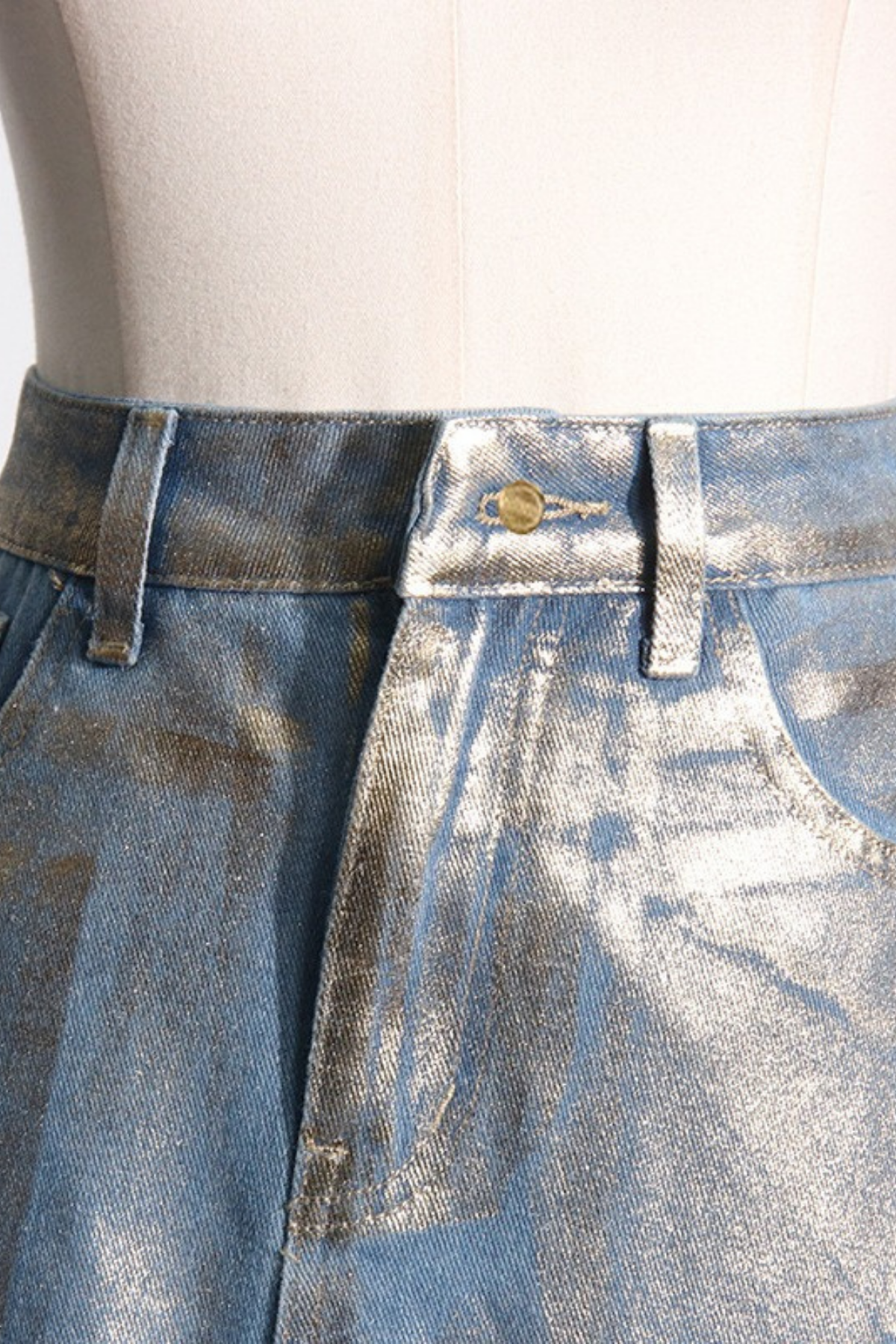 Louisa Metallic Denim Skirt