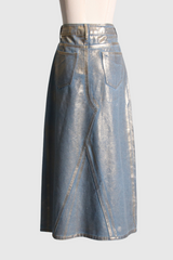 Louisa Metallic Denim Skirt