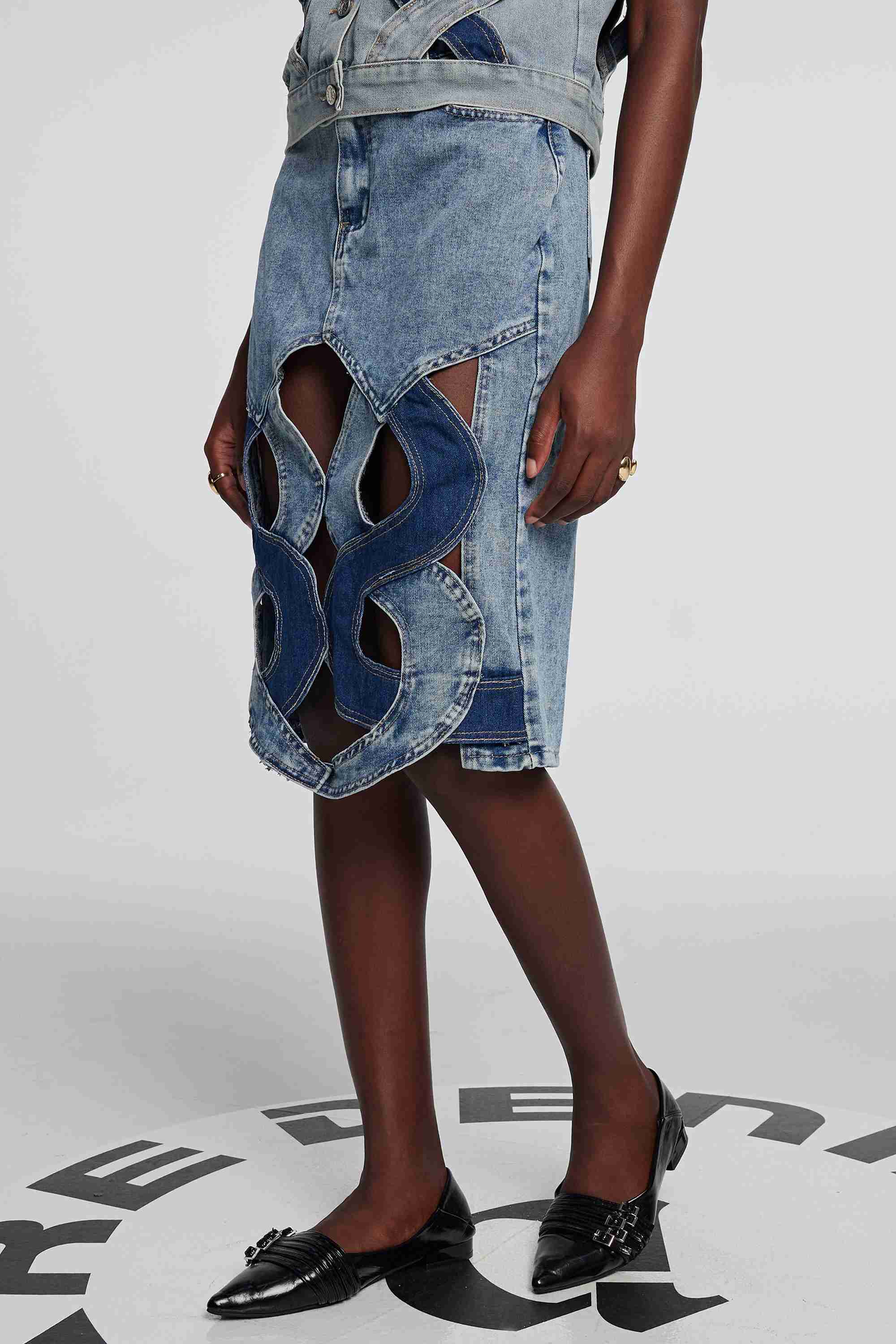 Madison Cutout Denim Skirt