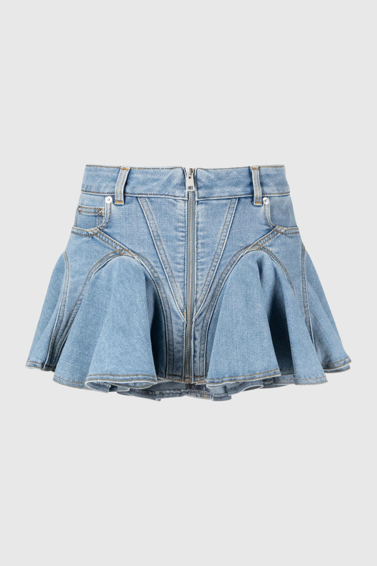 Marigold Ruffle Denim Mini Skirt