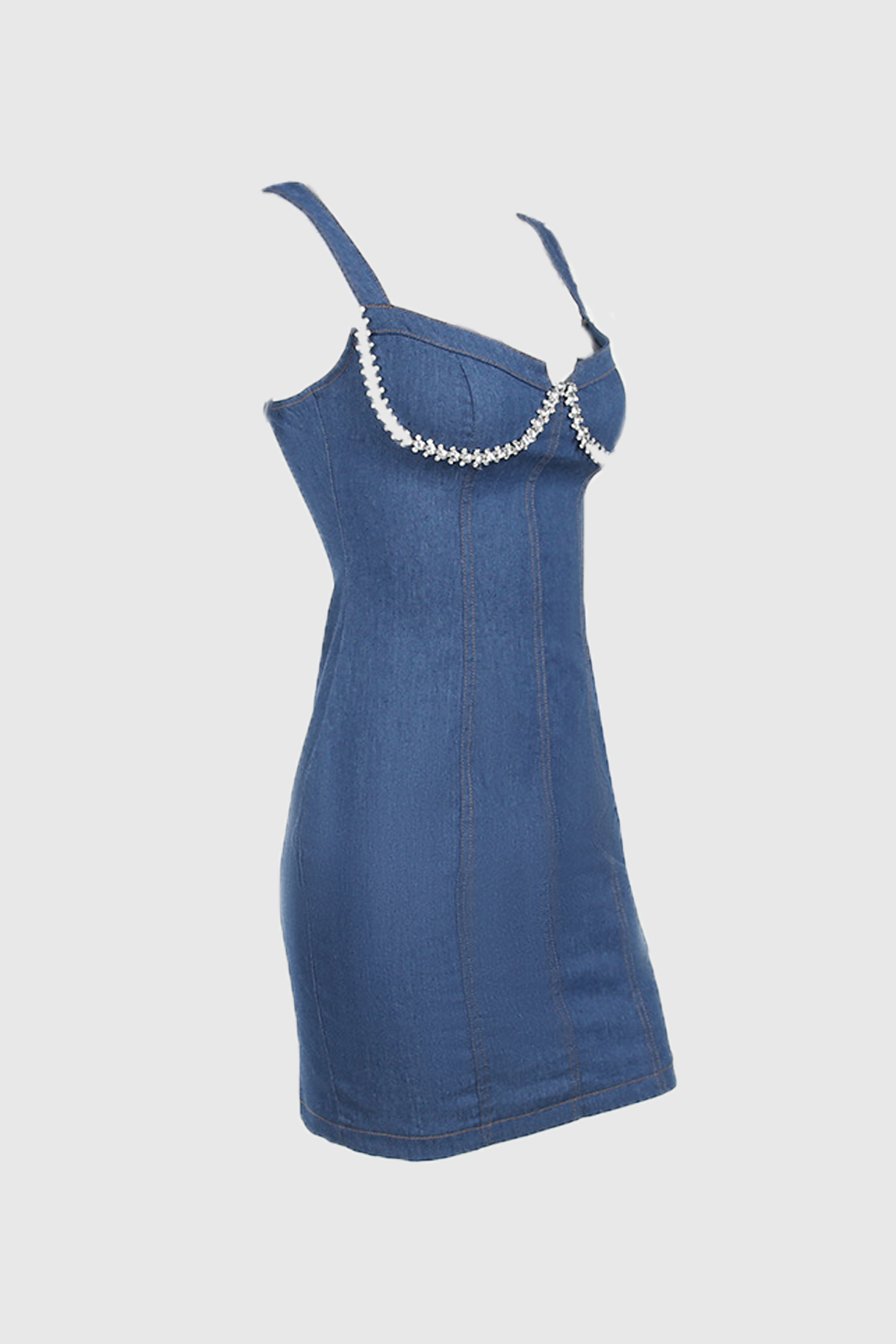 Maysa Rhinestone Embellished Denim Mini Dress