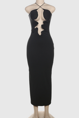 Mohamad Halter Neck Backless Hollow Maxi Dress