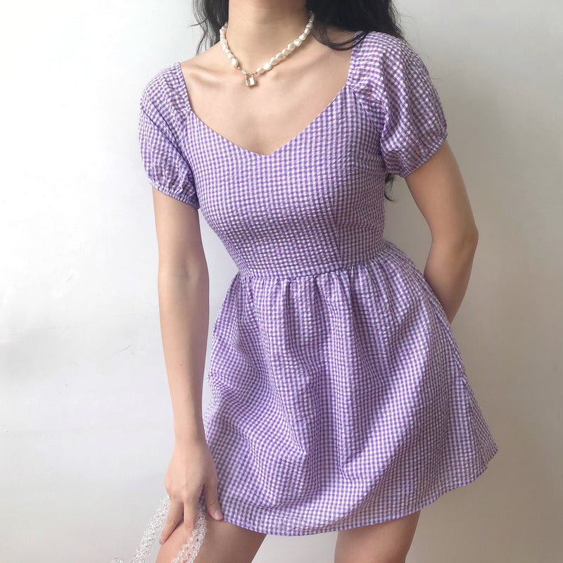 Ifomat Delilah Gingham Puff Dress