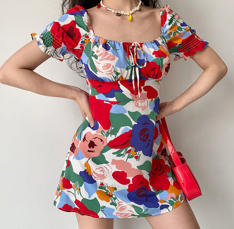 Ifomat Fleur Art Puff Dress