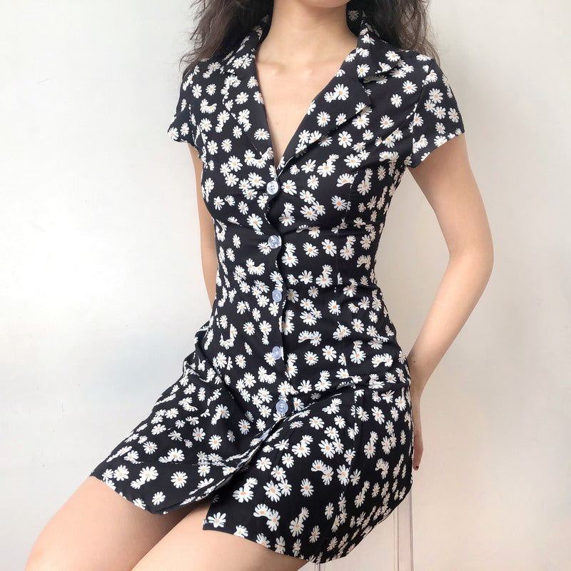 Ifomat Dallas Daisy Button Mini Dress