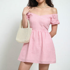 Ifomat Delilah Gingham Puff Dress