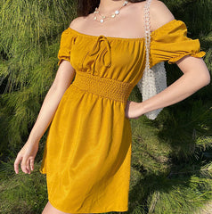 Ifomat Puff Sleeve Picnic Dress