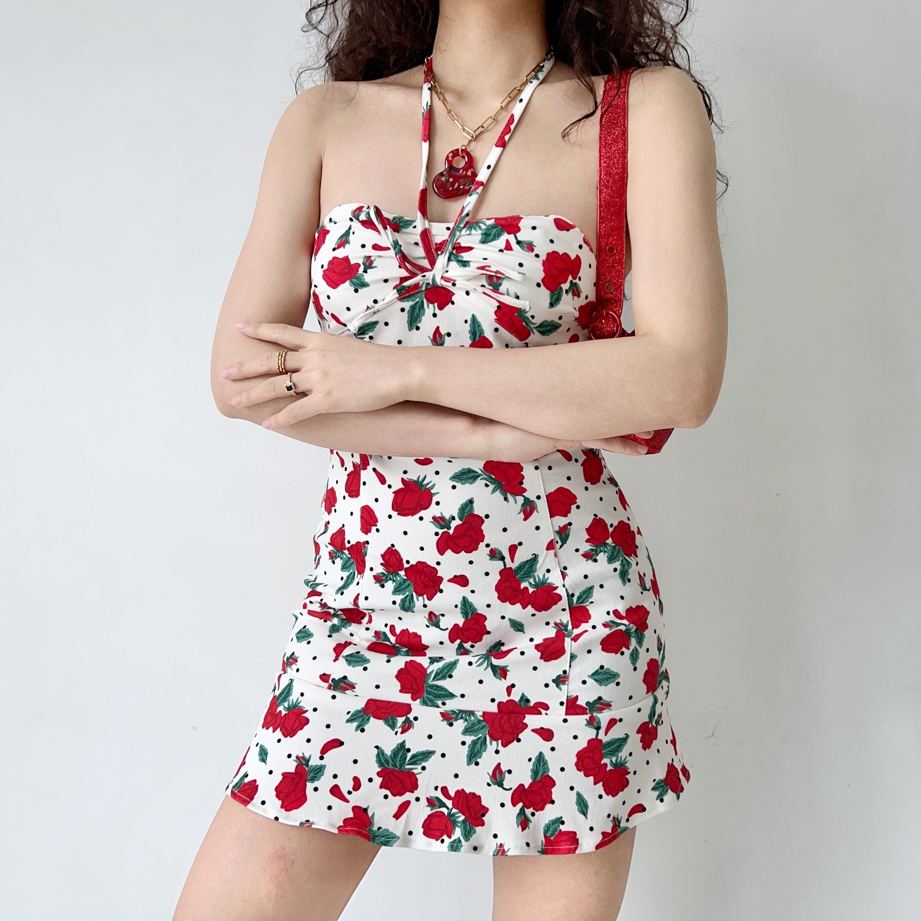 Ifomat Retro Rose Halter Dress