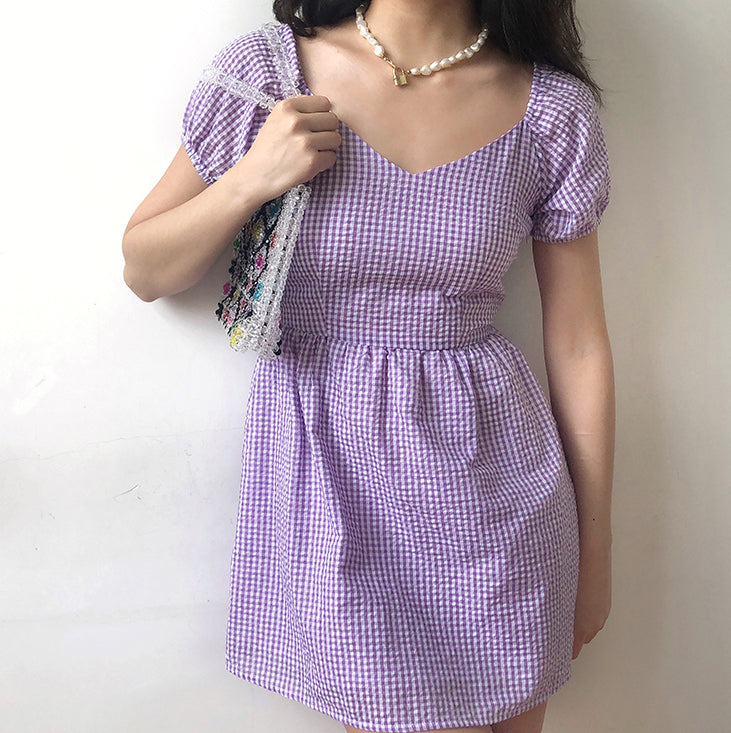 Ifomat Delilah Gingham Puff Dress