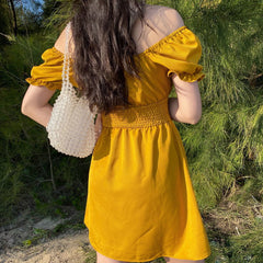 Ifomat Puff Sleeve Picnic Dress