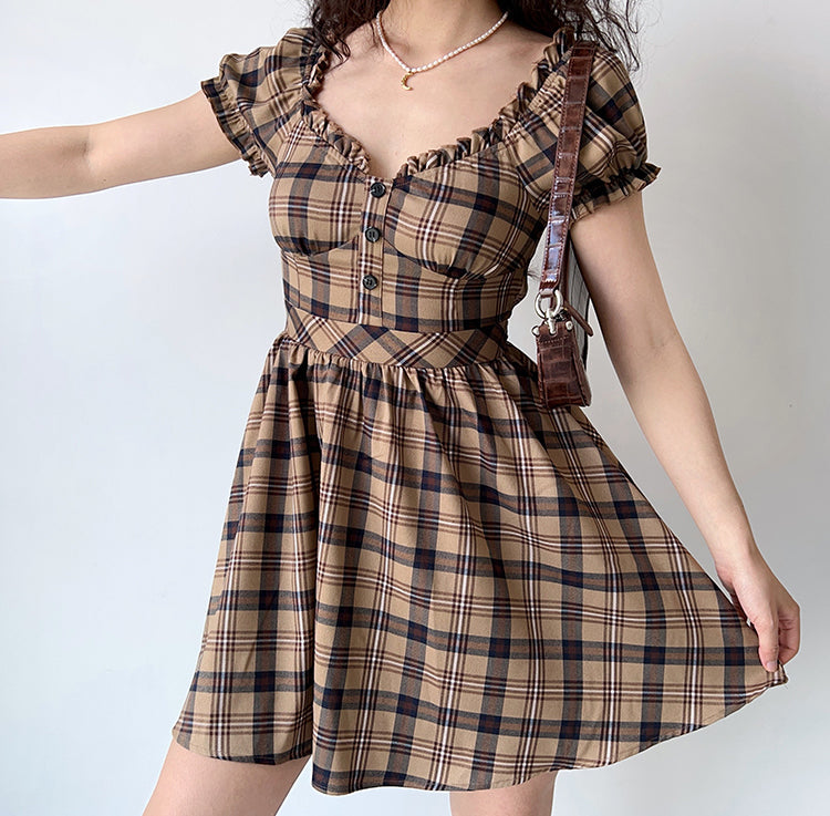 Ifomat Zandria Plaid Bustier Dress