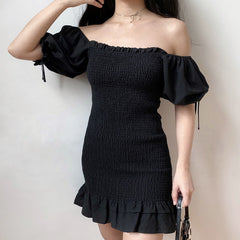 Ifomat Emilia Ruffle Puff Sleeve Dress