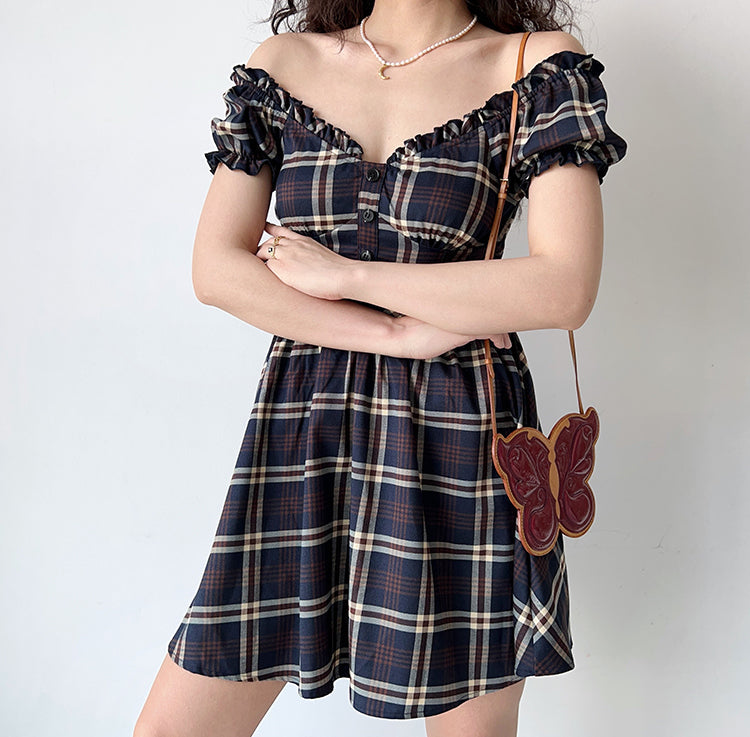 Ifomat Zandria Plaid Bustier Dress