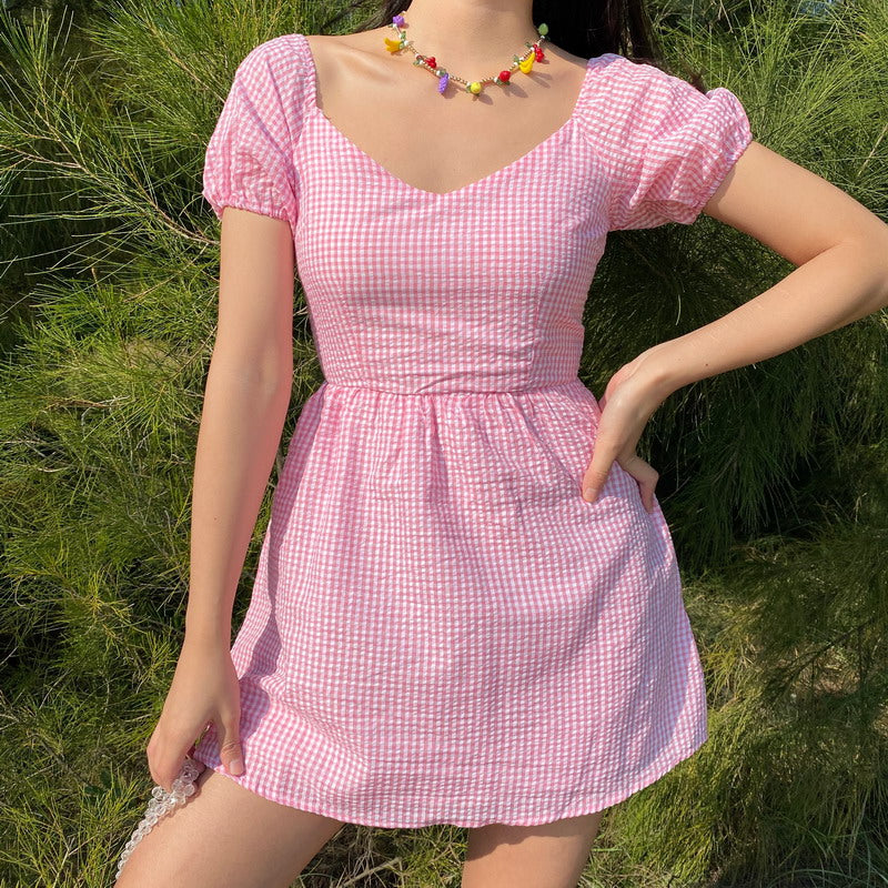 Ifomat Delilah Gingham Puff Dress