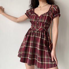 Ifomat Zandria Plaid Bustier Dress