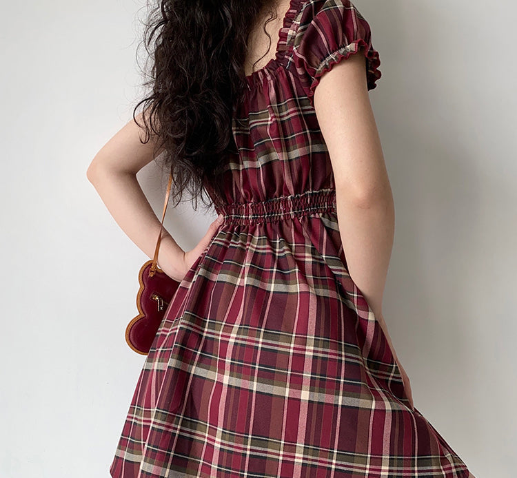 Ifomat Zandria Plaid Bustier Dress